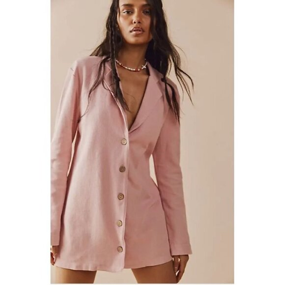 Free People Pants - Free People PP Beach Lizzie Blazer Pink Romper One Piece Dress Size S NWT